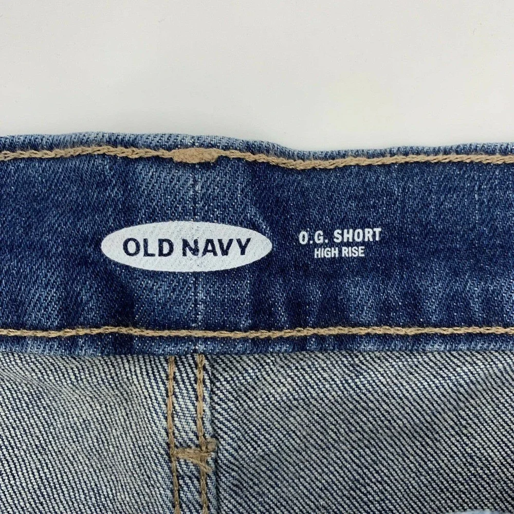 Old Navy O G Shorts Plus Size 28 Womens High Rise Medium Wash Zip Fly‎ Stretch